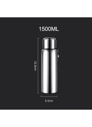 1500ml 304 Stainless Steel Tea Infuser Cup Vacuum Insulated Water Bottle for Travel Outdoor (BPA Free, No FDA) - Black