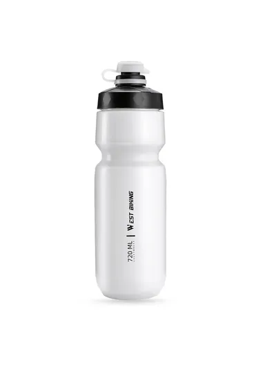 720ML Cycling Water Bottle for Road Mountain Bike Leak Proof Squeeze Kettle (BPA Free, No FDA) - White