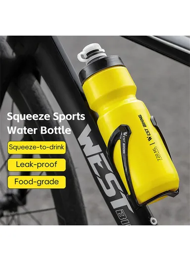 720ML Cycling Water Bottle for Road Mountain Bike Leak Proof Squeeze Kettle (BPA Free, No FDA) - Yellow