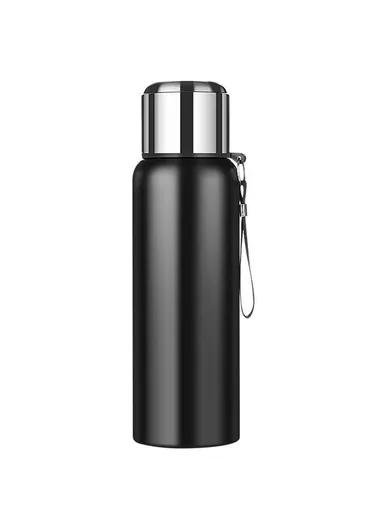 1000ml 304 Stainless Steel Tea Infuser Cup Vacuum Insulated Water Bottle for Travel Outdoor (BPA Free, No FDA) - Black