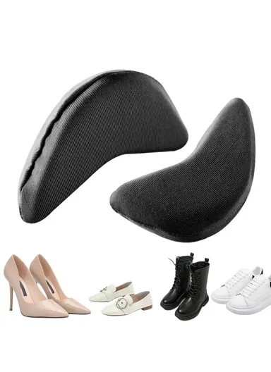 2Pcs Shoe Filler, Women Reusable Oversized Shoe Toe Insert Cushion - Black