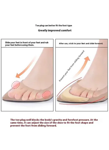 2Pcs Shoe Filler, Women Reusable Oversized Shoe Toe Insert Cushion - Black