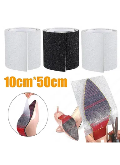 10x50cm Shoes Sole Protector Sticker, Anti-slip Ground Grip Self-adhesive High Heels Sole Tape - Black