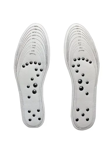 1 Pair 18 Magnetic Stones Massage Insoles Cuttable Feet Care Magnetic Insoles - White