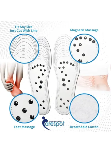 1 Pair 18 Magnetic Stones Massage Insoles Cuttable Feet Care Magnetic Insoles - White