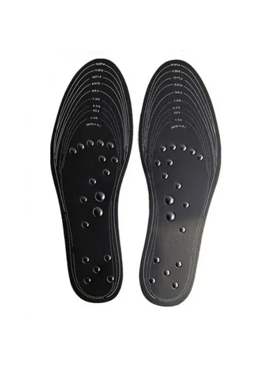 1 Pair 18 Magnetic Stones Massage Insoles Cuttable Feet Care Magnetic Insoles - Black