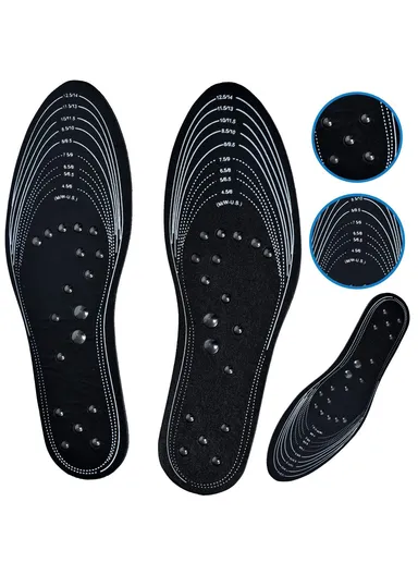 1 Pair 18 Magnetic Stones Massage Insoles Cuttable Feet Care Magnetic Insoles - Black