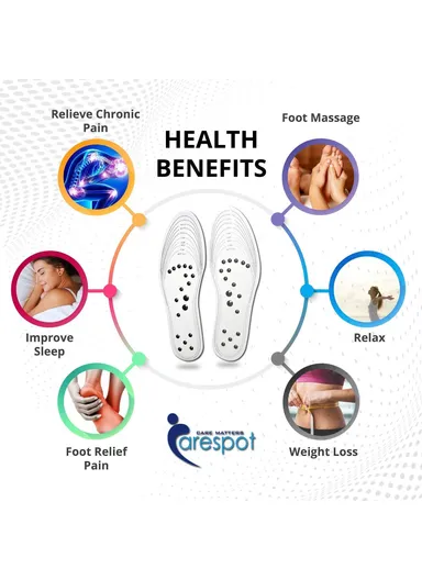 1 Pair 18 Magnetic Stones Massage Insoles Cuttable Feet Care Magnetic Insoles - Black