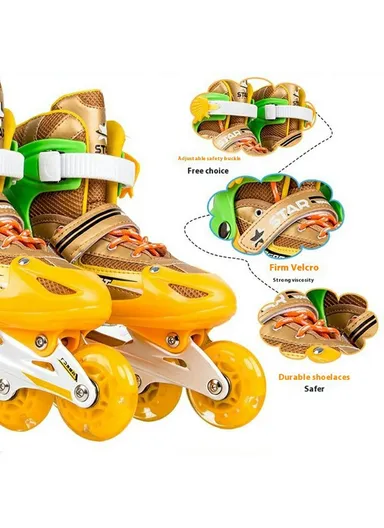 1 Pair Children Full Flash 8 Wheels Roller Skates, Skating Shoes with Helmet &amp; Protective Gear - M / Pink