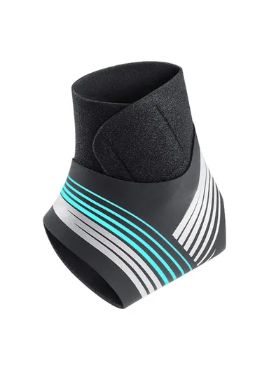 Compression Ankle Brace Support, Adjustable Wrap for Sprained Ankle AB039 - Blue / Left Foot / M