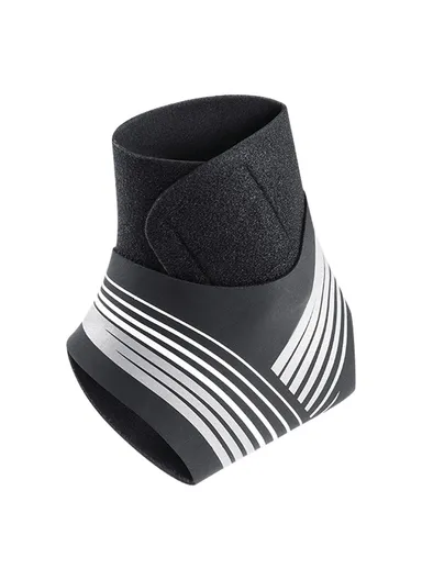 Compression Ankle Brace Support, Adjustable Wrap for Sprained Ankle AB039 - Grey / Right Foot / L