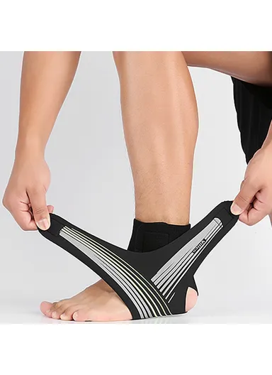 Compression Ankle Brace Support, Adjustable Wrap for Sprained Ankle AB039 - Grey / Right Foot / L