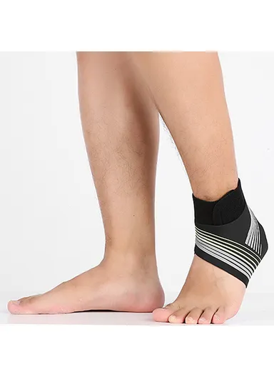 Compression Ankle Brace Support, Adjustable Wrap for Sprained Ankle AB039 - Grey / Left Foot / L