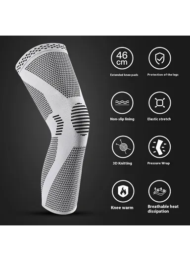 1Pc 3D Knitted Breathable Knee Support, Sports Compression Knee Sleeve for Basketball Cycling Running AB204 - M