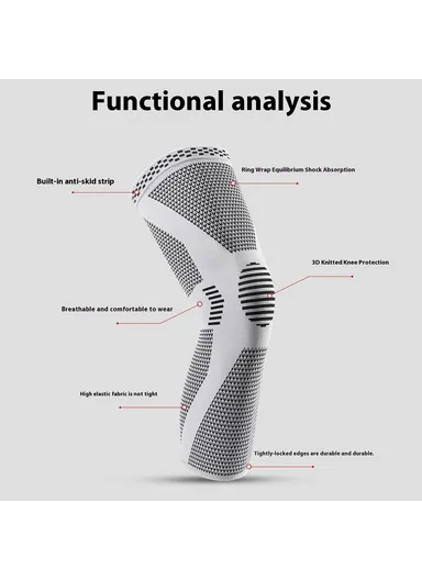 1Pc 3D Knitted Breathable Knee Support, Sports Compression Knee Sleeve for Basketball Cycling Running AB204 - M