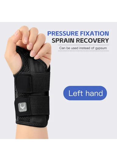 1Pc Breathable Wrist Joint Support, Adjustable Compression Wrist Brace for Outdoor Sports AB042  - Black Left Hand L / XL
