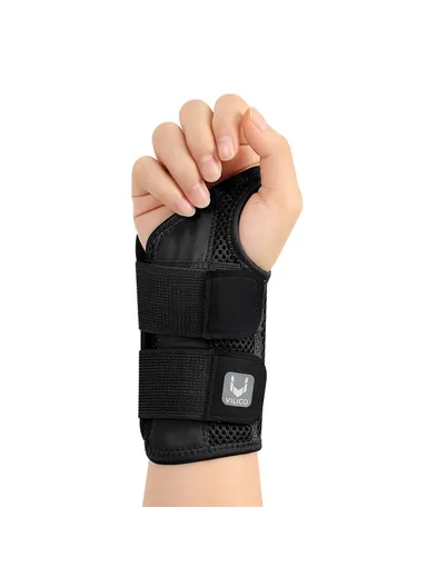 1Pc Breathable Wrist Joint Support, Adjustable Compression Wrist Brace for Outdoor Sports AB042  - Black Right Hand L / XL