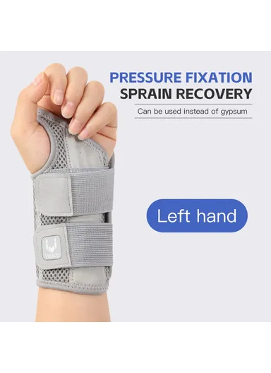 1Pc Breathable Wrist Joint Support, Adjustable Compression Wrist Brace for Outdoor Sports AB042 - Grey Left Hand L / XL