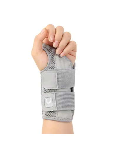 1Pc Breathable Wrist Joint Support, Adjustable Compression Wrist Brace for Outdoor Sports AB042 - Grey Left Hand S / M