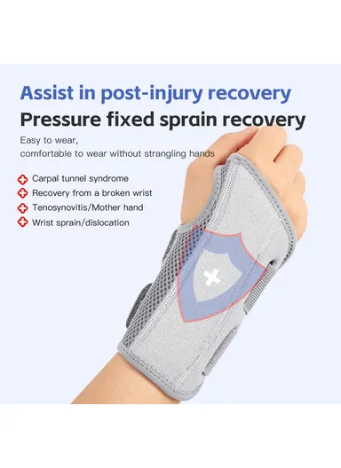 1Pc Breathable Wrist Joint Support, Adjustable Compression Wrist Brace for Outdoor Sports AB042 - Grey Left Hand S / M