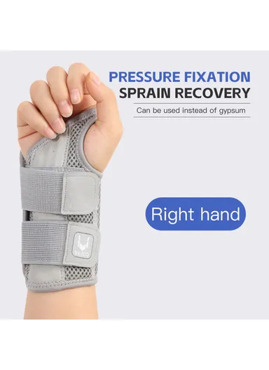 1Pc Breathable Wrist Joint Support, Adjustable Compression Wrist Brace for Outdoor Sports AB042 - Grey Right Hand L / XL