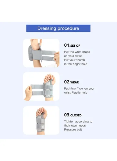 1Pc Breathable Wrist Joint Support, Adjustable Compression Wrist Brace for Outdoor Sports AB042 - Grey Right Hand L / XL