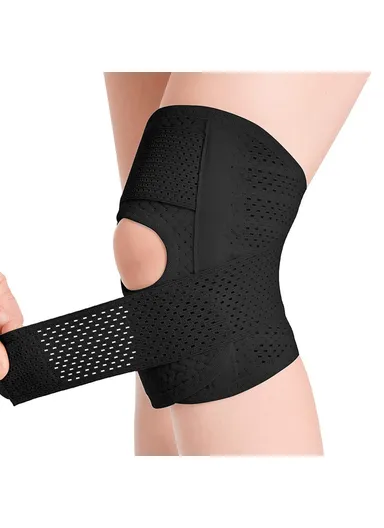 1 Pair Sports Compression Knee Guard Running Basketball Slim Elastic Knee Brace YF-JS020 - Black / L