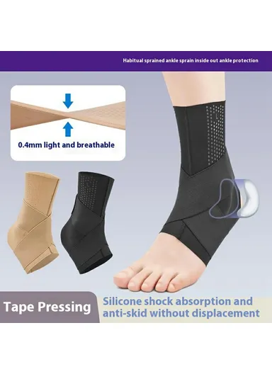 1Pc Shock Absorption Ankle Support Brace, Open Heel Compression Sleeve for Sports Injury Prevention 7124 - Black / XL
