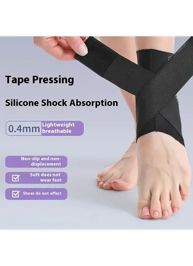 1Pc Shock Absorption Ankle Support Brace, Open Heel Compression Sleeve for Sports Injury Prevention 7124 - Black / XL