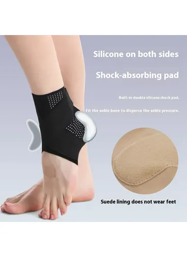 1Pc Shock Absorption Ankle Support Brace, Open Heel Compression Sleeve for Sports Injury Prevention 7124 - Black / XL