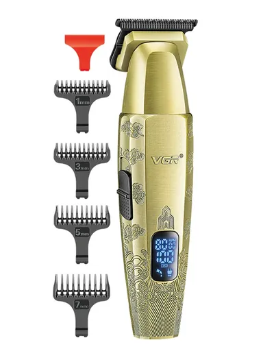 Professional Rechargeable Hair Trimmer, Turbo 8000RPM Cord/Cordless Hair Trimmer with Accessories V-265 - Gold 
