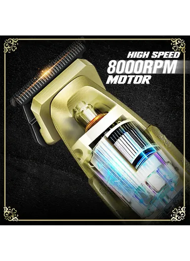 Professional Rechargeable Hair Trimmer, Turbo 8000RPM Cord/Cordless Hair Trimmer with Accessories V-265 - Gold 