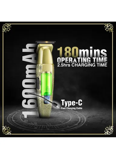Professional Rechargeable Hair Trimmer, Turbo 8000RPM Cord/Cordless Hair Trimmer with Accessories V-265 - Gold 