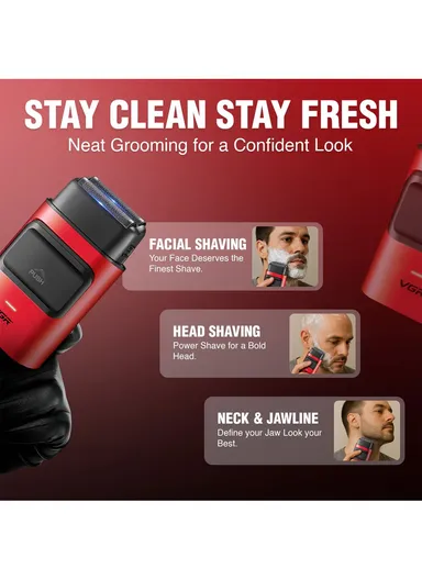 Professional Rechargeable Foil Shaver Titanium Coated Flexing Foils with 180 min Runtime V-307 - Blue