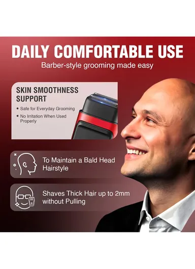 Professional Rechargeable Foil Shaver Titanium Coated Flexing Foils with 180 min Runtime V-307 - Blue