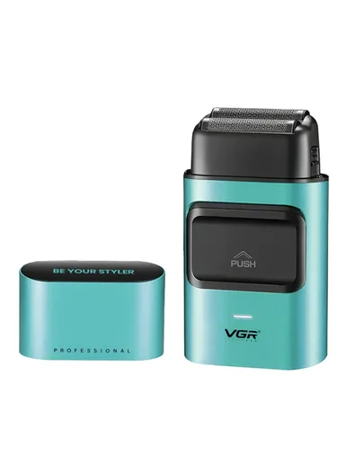 Professional Rechargeable Foil Shaver Titanium Coated Flexing Foils with 180 min Runtime V-307 - Blue