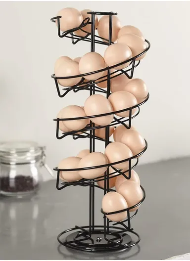 35-Capsule Spiral Coffee Pod Holder, Compatible With Nespresso, 360° Rotating Metal Rack Organizer (D14.5 x H39)cm – Black