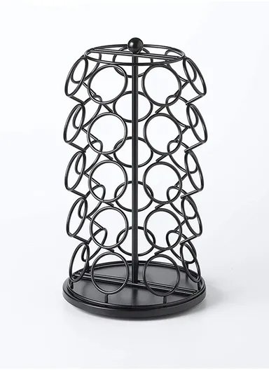 35-Capsule Rotating Coffee Pod Holder Compatible With Dolce Gusto, Metal Countertop Organizer Rack (W17 x H30)cm - Black