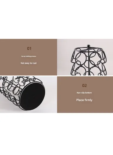 35-Capsule Rotating Coffee Pod Holder Compatible With Dolce Gusto, Metal Countertop Organizer Rack (W17 x H30)cm - Black