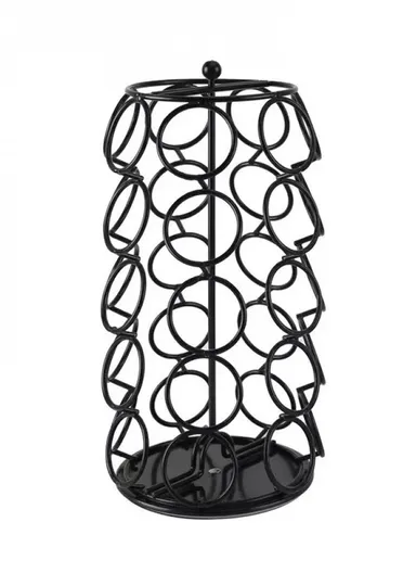 35-Capsule Rotating Coffee Pod Holder Compatible With Dolce Gusto, Metal Countertop Organizer Rack (W17 x H30)cm - Black