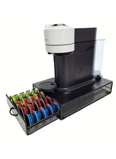 40-Pods Mesh Pod Storage Drawer, Under Coffee Machine Capsule Organizer CP133 (W28 x D38.5 x H8)cm - Black