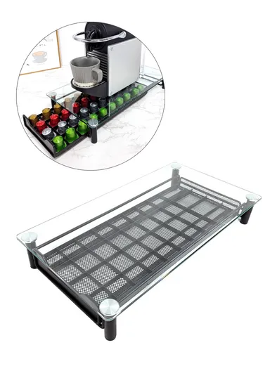 Tempered Glass Coffee Pod Holder Storage Drawer Compatible with Nespresso Original Line - CP134