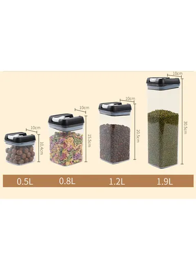 5Pcs Transparent Airtight Food Storage Canisters with Durable Plastic Lids