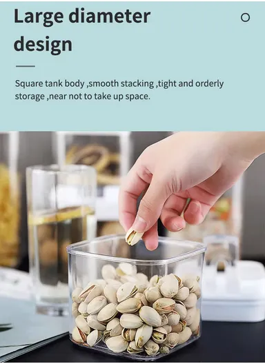 6Pcs Transparent Airtight Food Storage Canisters with Durable Plastic Lids
