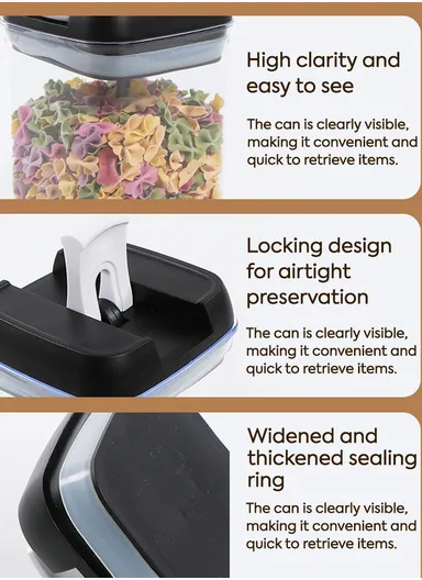 6Pcs Transparent Airtight Food Storage Canisters with Durable Plastic Lids