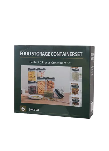 6Pcs Transparent Airtight Food Storage Canisters with Durable Plastic Lids