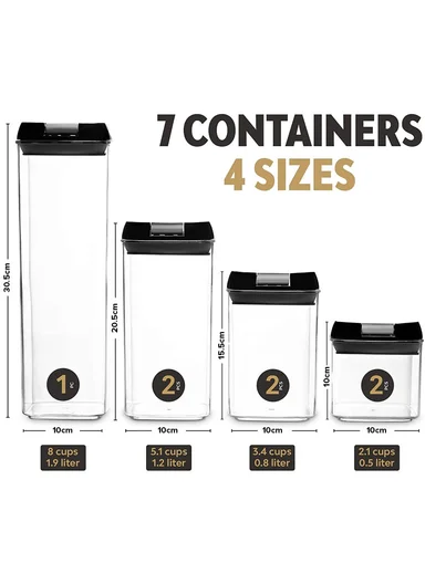 7Pcs Transparent Airtight Food Storage Canisters with Durable Plastic Lids JN-331