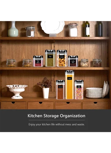 7Pcs Transparent Airtight Food Storage Canisters with Durable Plastic Lids JN-331
