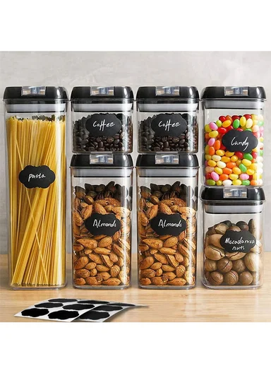 7Pcs Transparent Airtight Food Storage Canisters with Durable Plastic Lids JN-331
