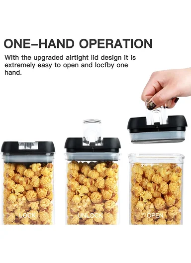 7Pcs Transparent Airtight Food Storage Canisters with Durable Plastic Lids JN-331